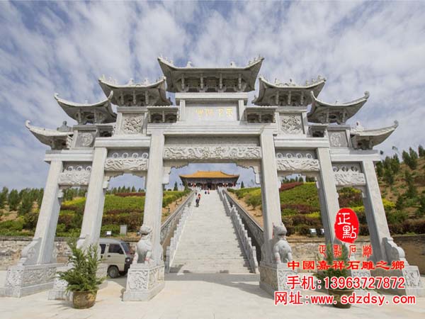 五門石材牌樓雕刻
